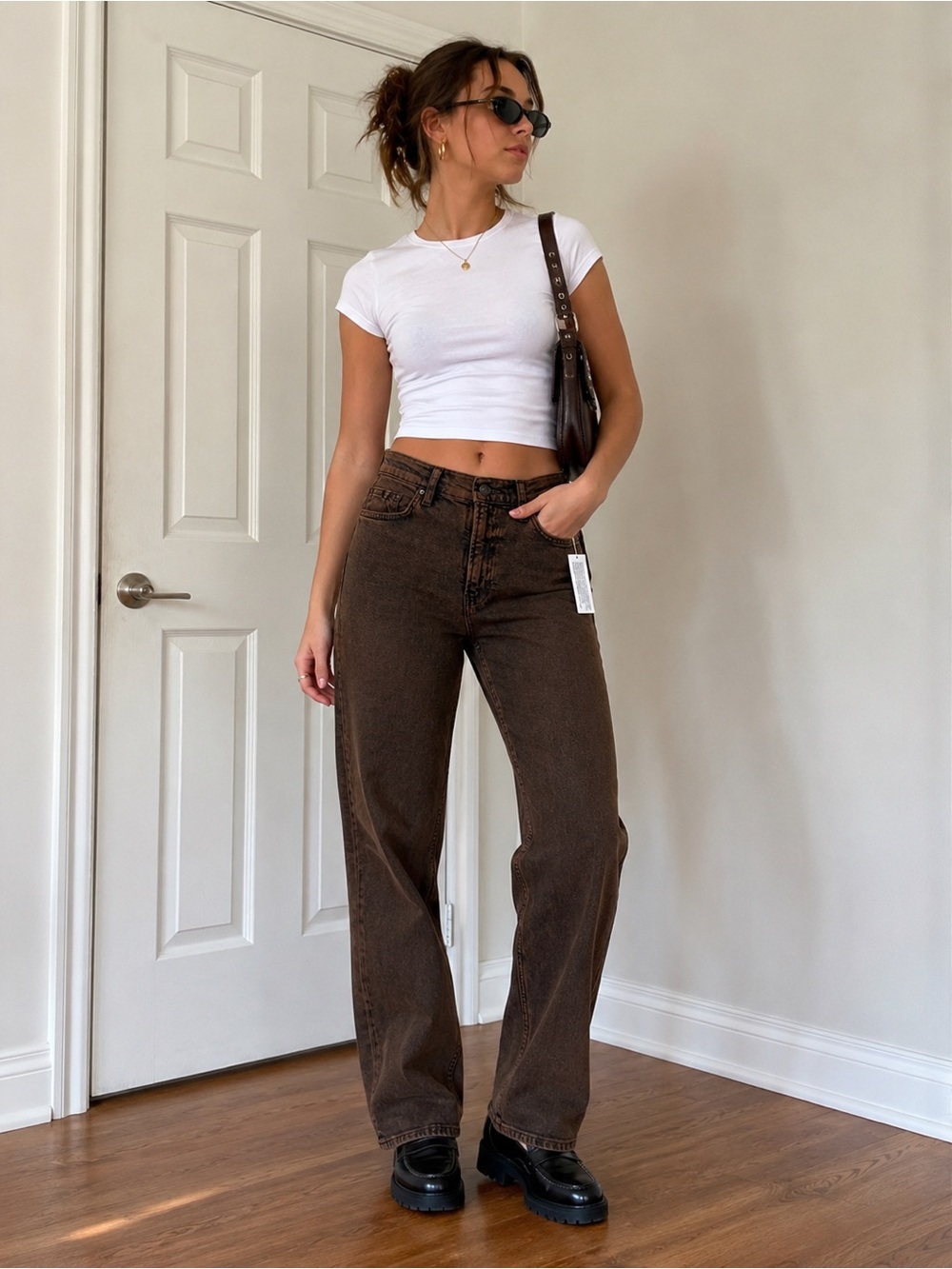 Brown Overdyed High Rise Straight Leg Jeans NWT Size 8